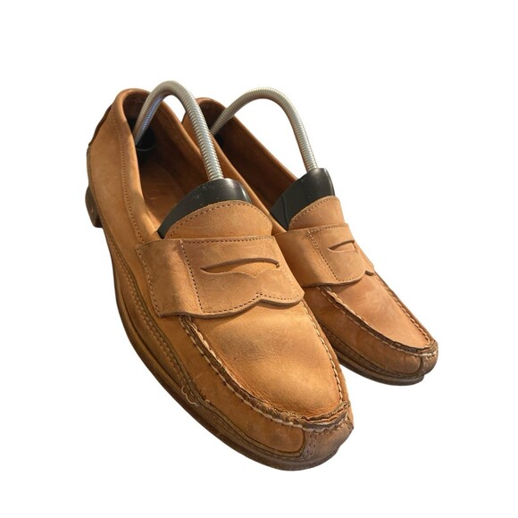 Polo Ralph Lauren Men’s Leather Penny Loafers Tan Brown Slip On Moccasins Size 9 - Picture 1 of 7